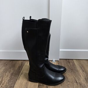 Call It Spring Black Leather Knee-High Womens 6.5 Boots, Excellent Condition
